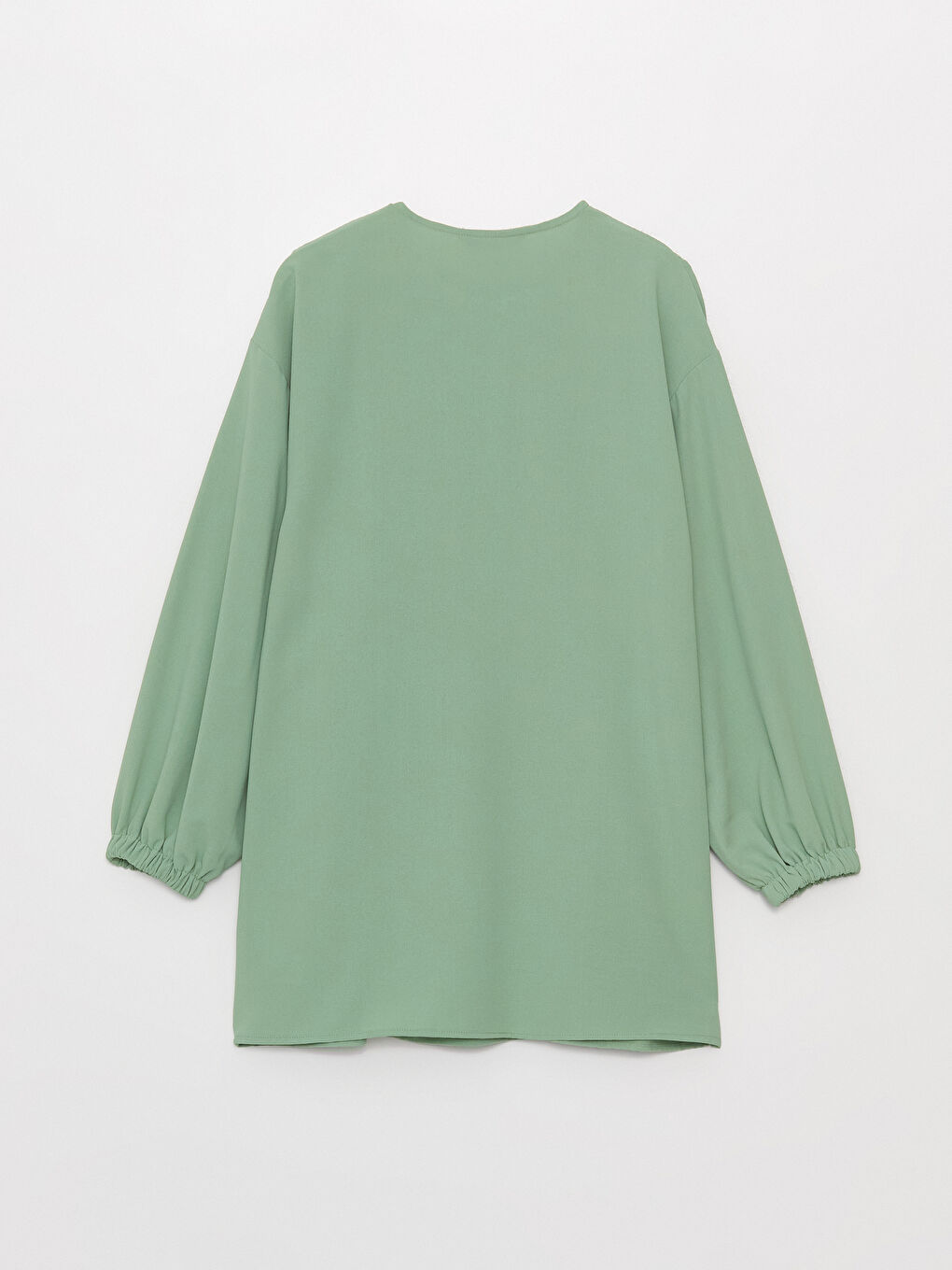 Yeşil Bisiklet Yaka Düz Uzun Kollu Kadın Tunik-7