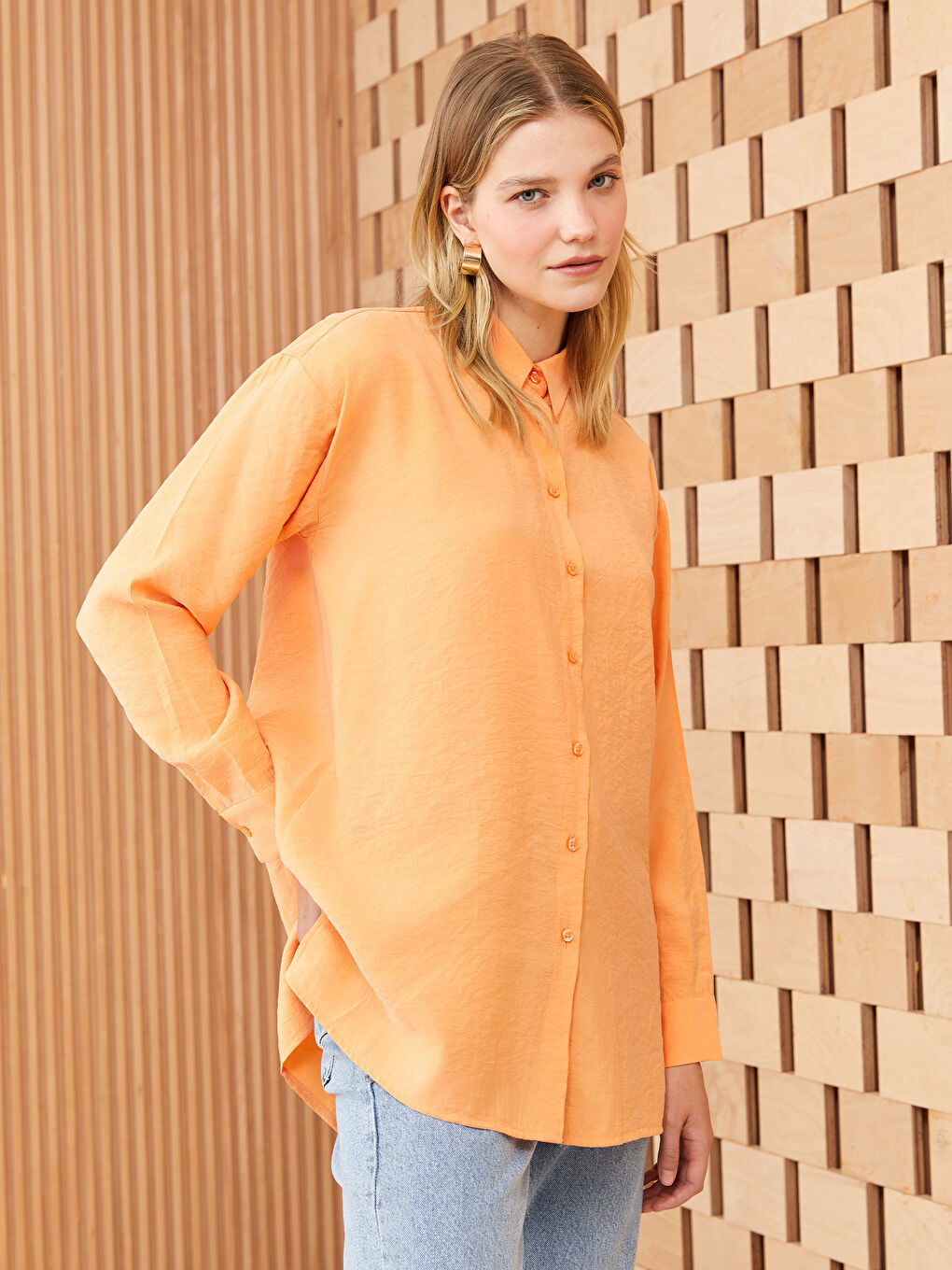 Plain Long Sleeve Oversize Women's Shirt Tunic