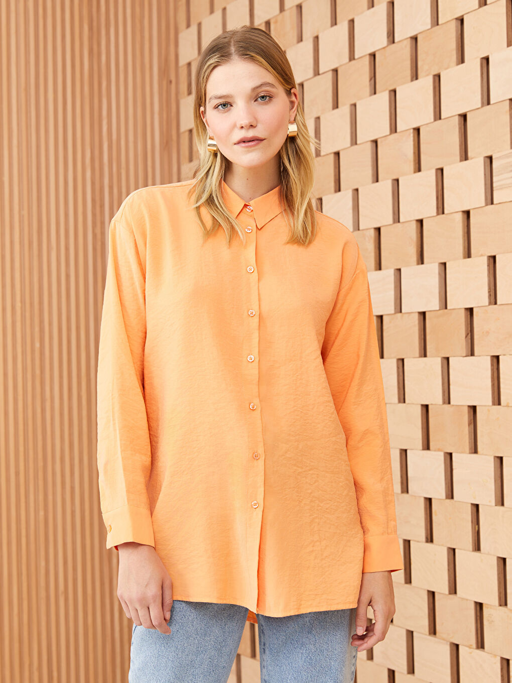 Plain Long Sleeve Oversize Women's Shirt Tunic-1