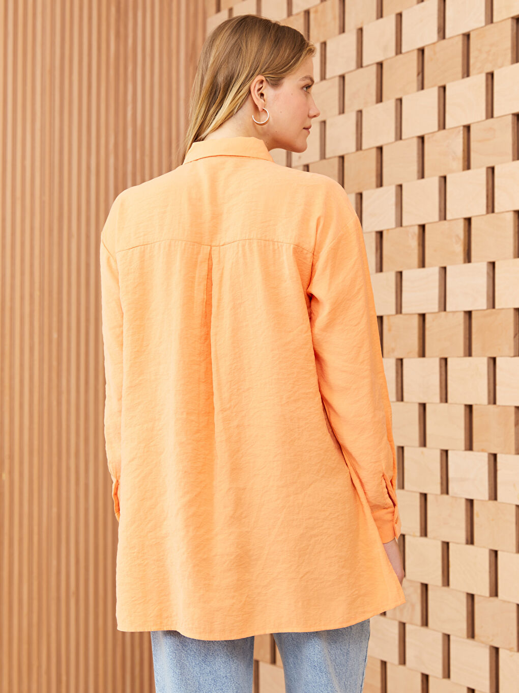Plain Long Sleeve Oversize Women's Shirt Tunic-4