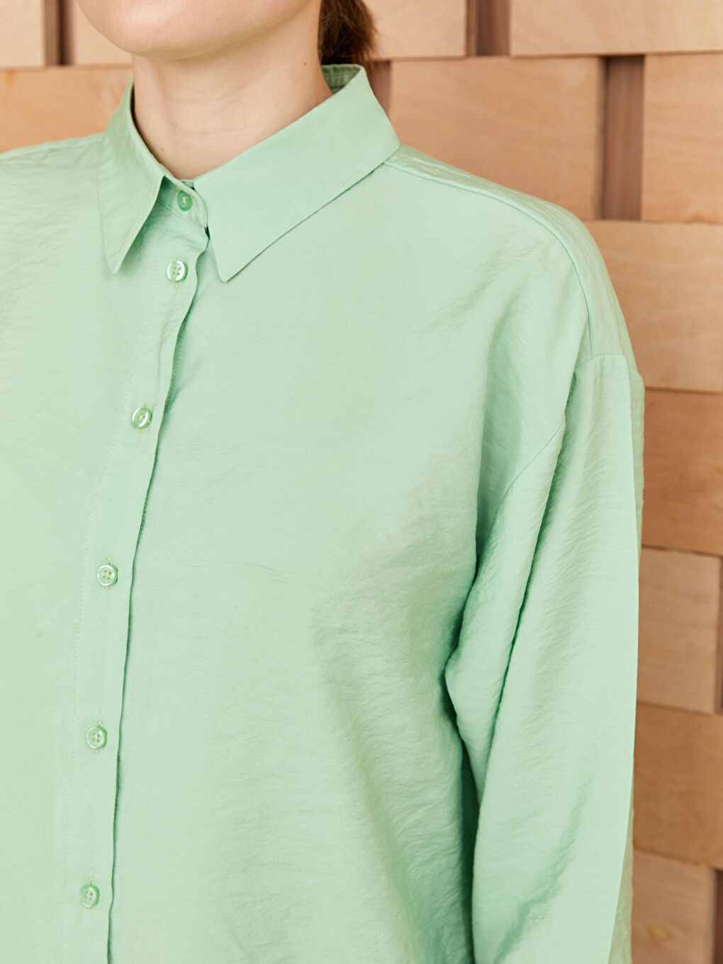 LCW Modest Plain Long Sleeve Oversize Women's Shirt Tunic -S3IS59Z8-SVQ
