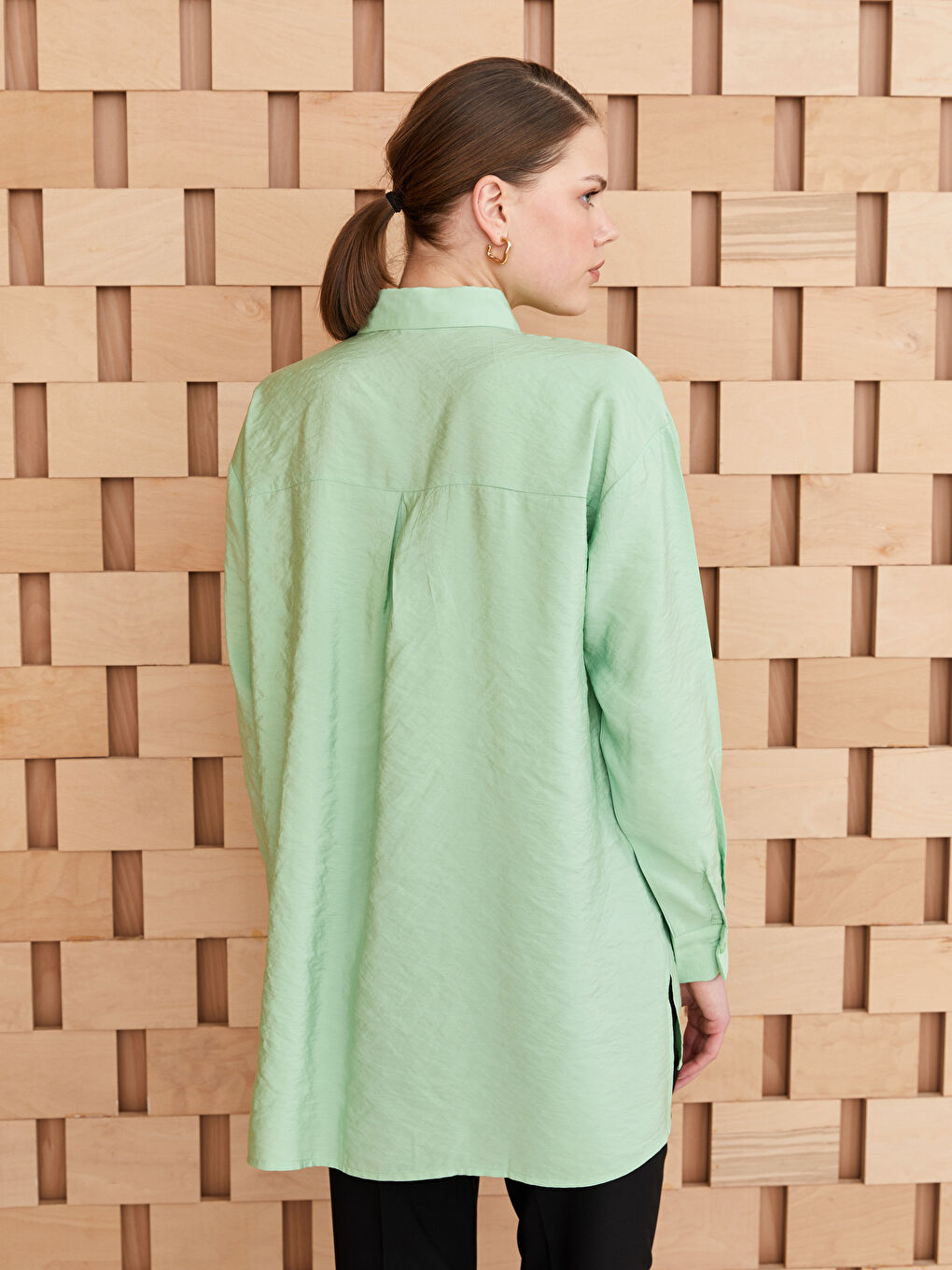 LCW Modest Plain Long Sleeve Oversize Women's Shirt Tunic -S3IS59Z8-SVQ