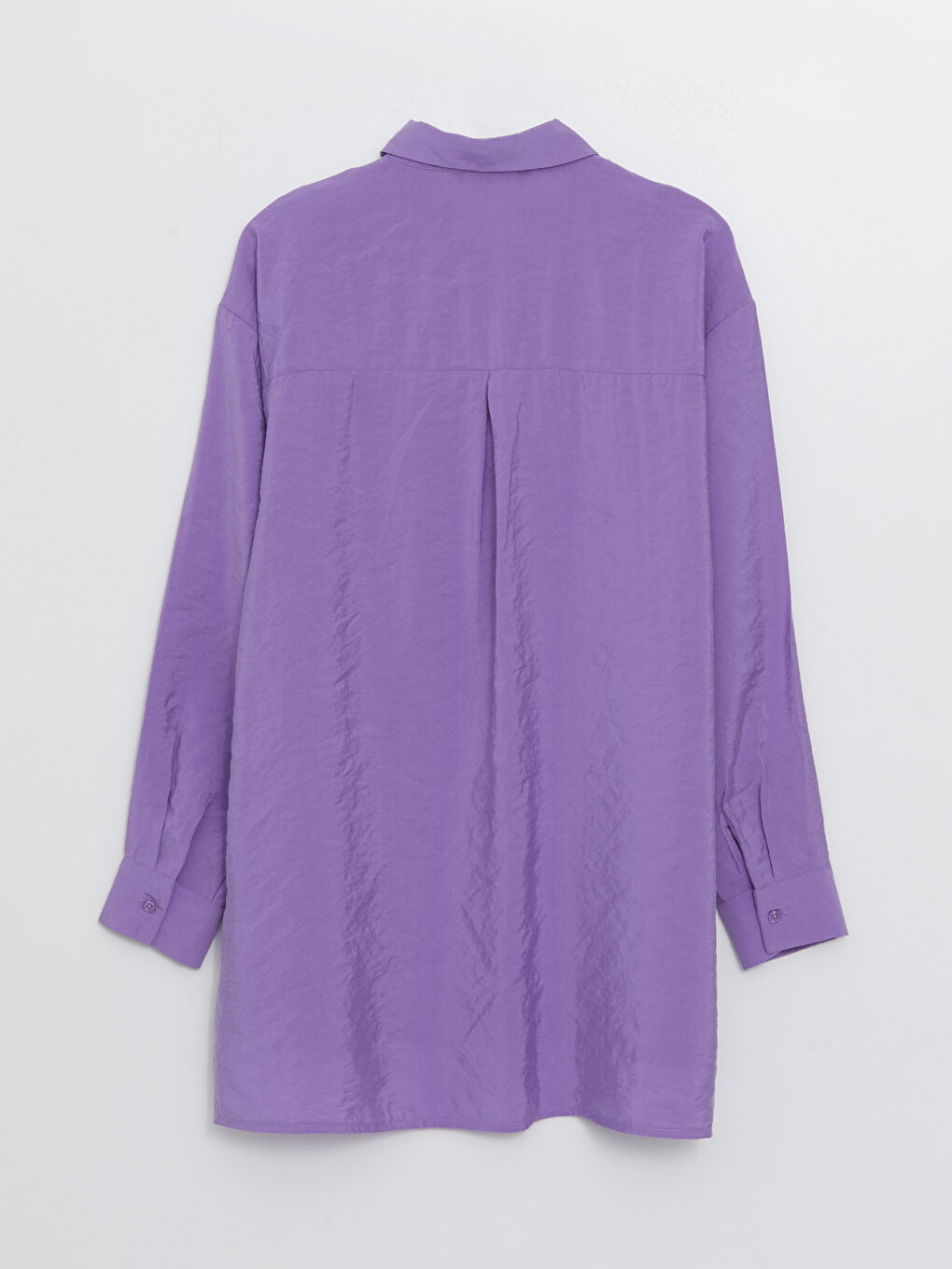 Mor Düz Uzun Kollu Oversize Kadın Gömlek Tunik-6