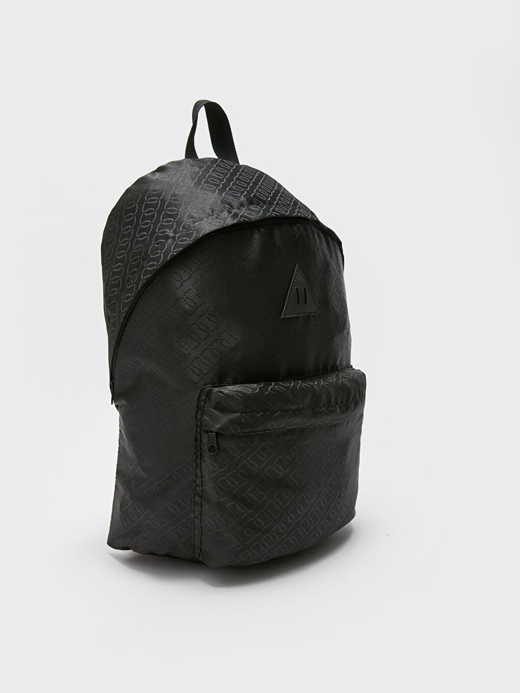 Siyah Etiket Baskılı Kadın Sırt Çantası-4