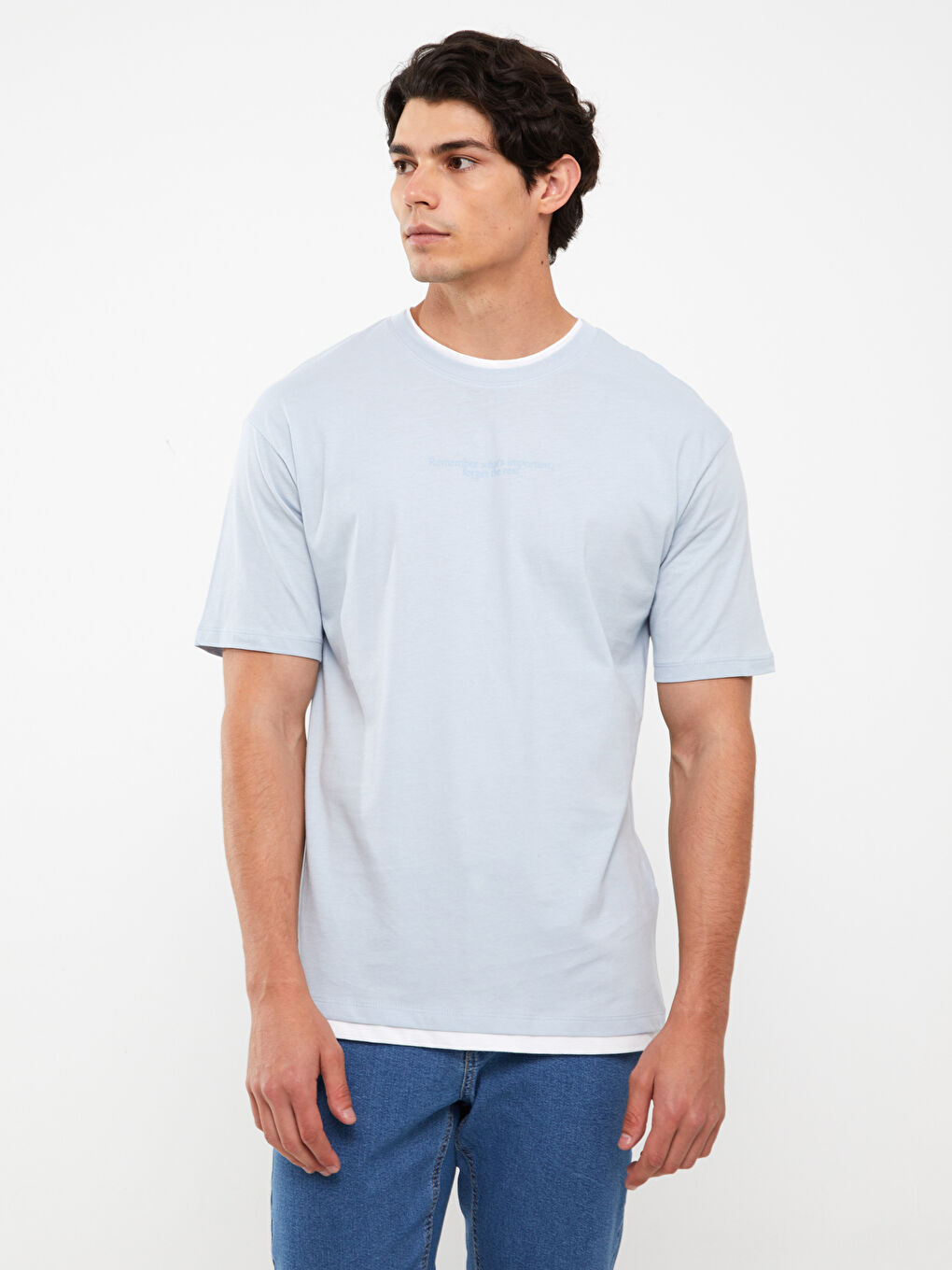 Crew Neck Short Sleeve Printed Combed Cotton Men's T-shirt-2