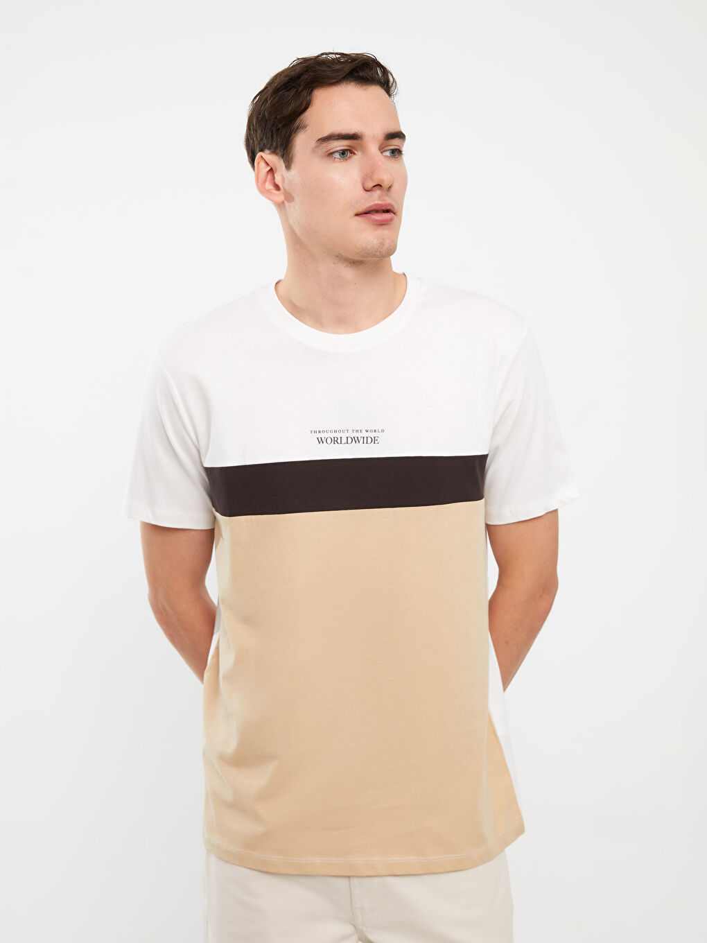 Crew Neck Short Sleeve Printed Combed Cotton Men's T-shirt