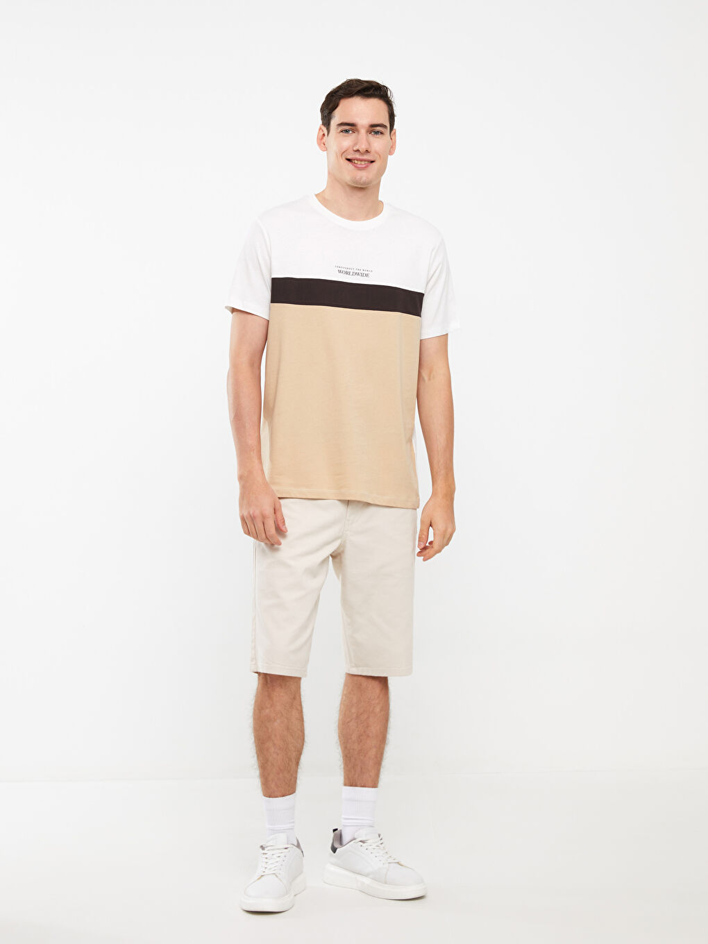 Crew Neck Short Sleeve Printed Combed Cotton Men's T-shirt-1