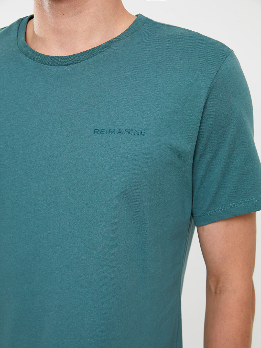 Yeşil Bisiklet Yaka Kısa Kollu Baskılı Penye Erkek Tişört-3