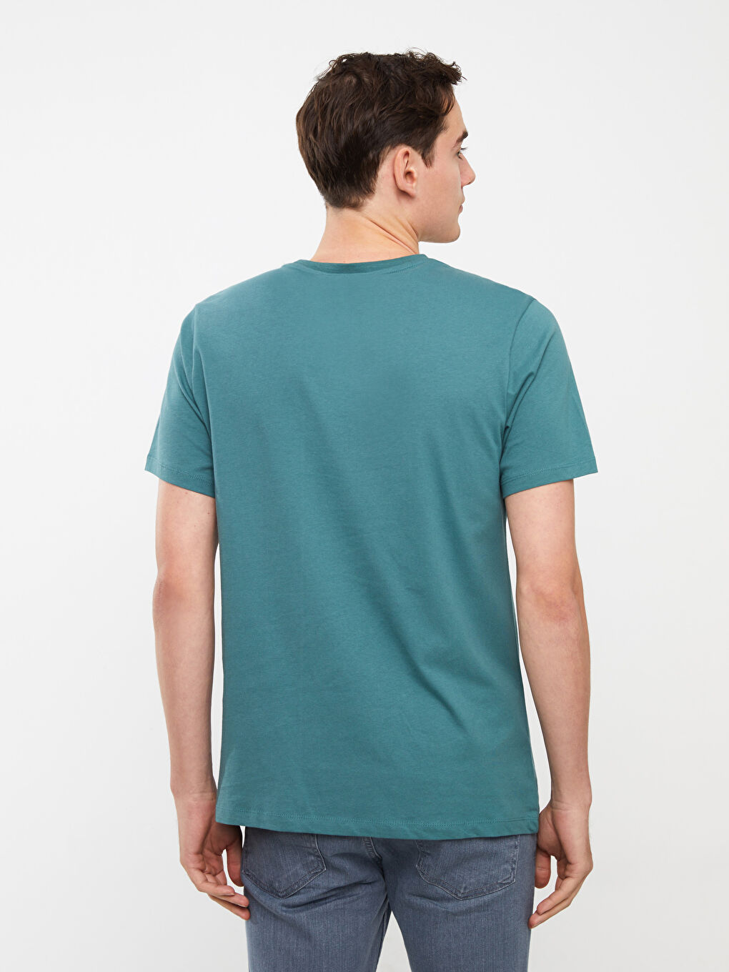 Yeşil Bisiklet Yaka Kısa Kollu Baskılı Penye Erkek Tişört-4