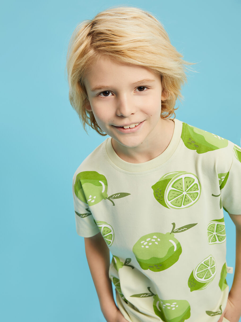 Yeşil Bisiklet Yaka Baskılı Kısa Kollu Erkek Çocuk Pijama Takımı-2