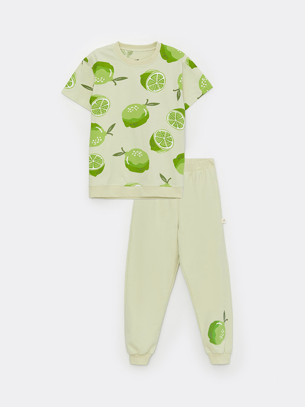 Yeşil Bisiklet Yaka Baskılı Kısa Kollu Erkek Çocuk Pijama Takımı-3