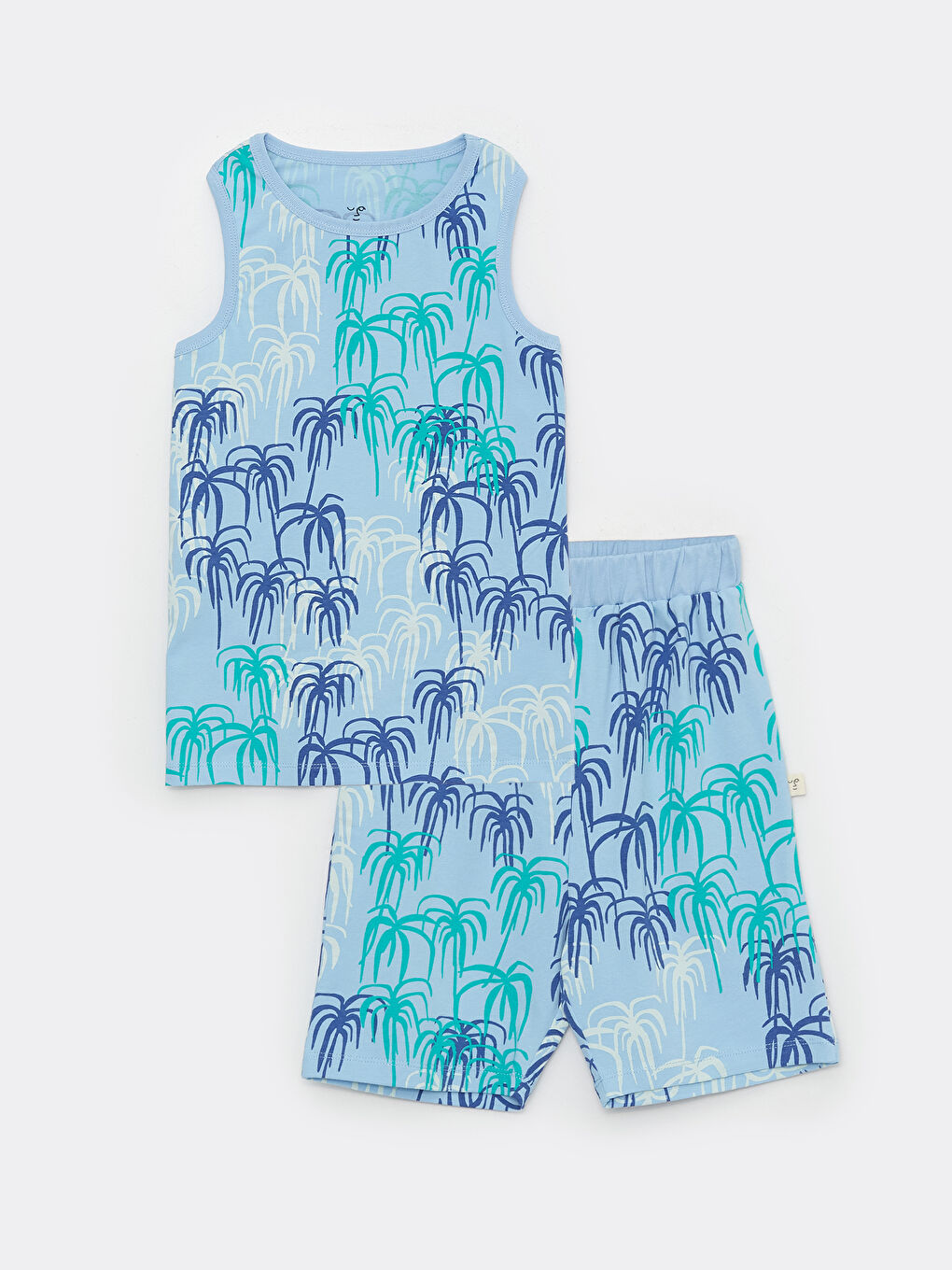 Mavi Bisiklet Yaka Baskılı Erkek Çocuk Şortlu Pijama Takımı-3