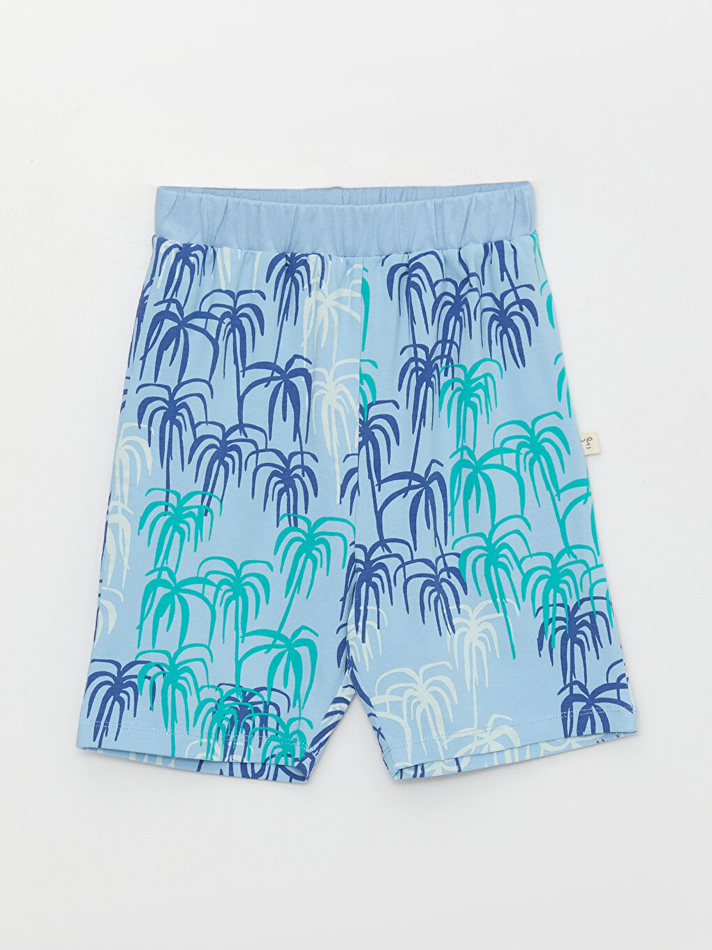 Mavi Bisiklet Yaka Baskılı Erkek Çocuk Şortlu Pijama Takımı-5