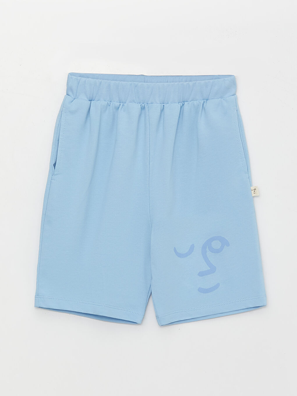 Mavi Bisiklet Yaka Baskılı Erkek Çocuk Şortlu Pijama Takımı-5