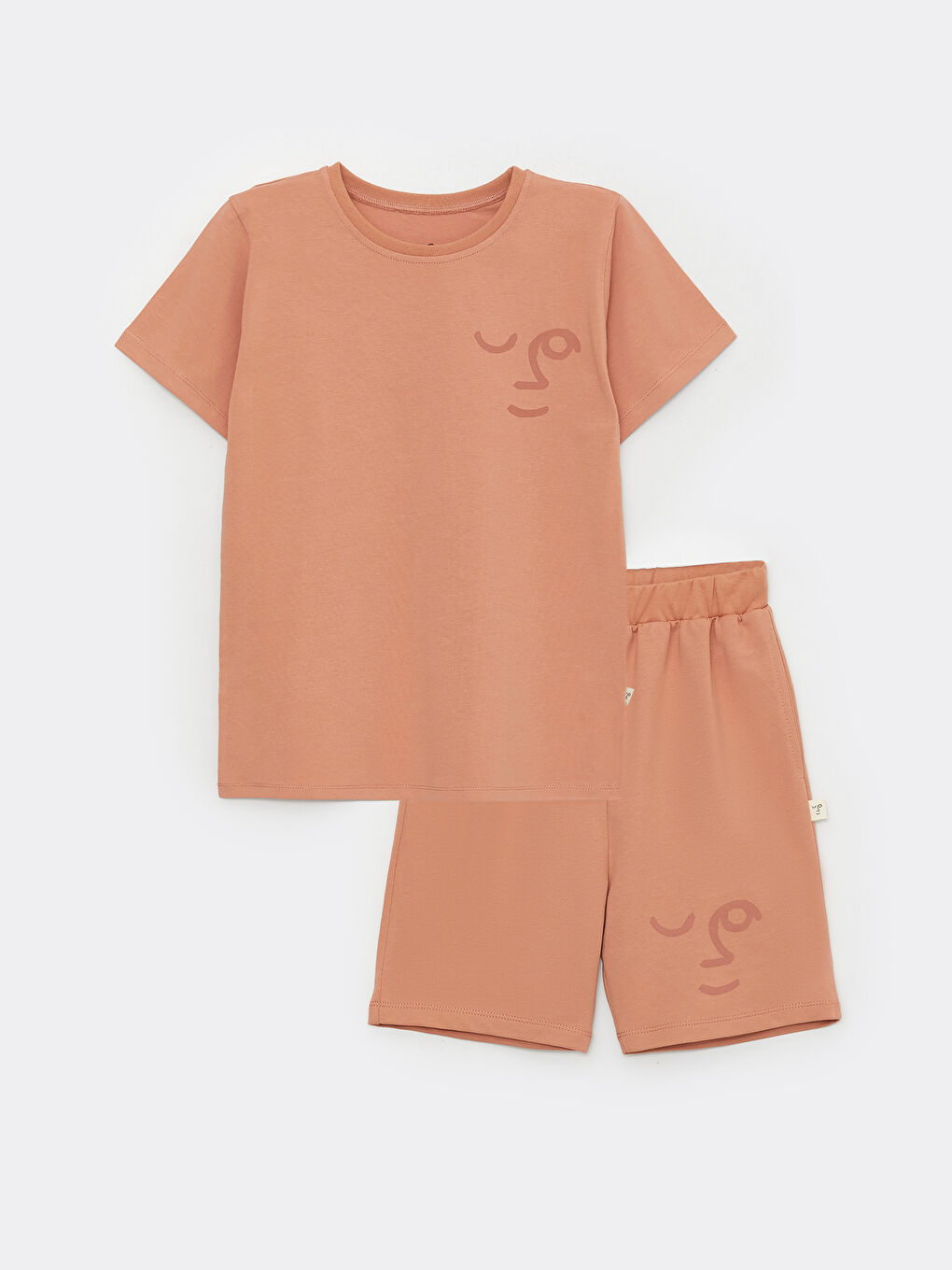 Pembe Bisiklet Yaka Baskılı Erkek Çocuk Şortlu Pijama Takımı-3