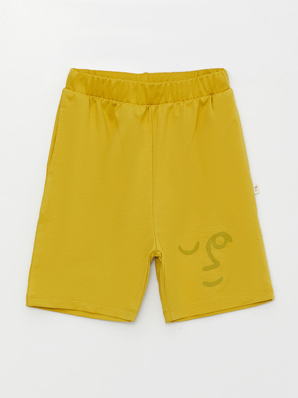 Sarı Bisiklet Yaka Baskılı Erkek Çocuk Şortlu Pijama Takımı-5