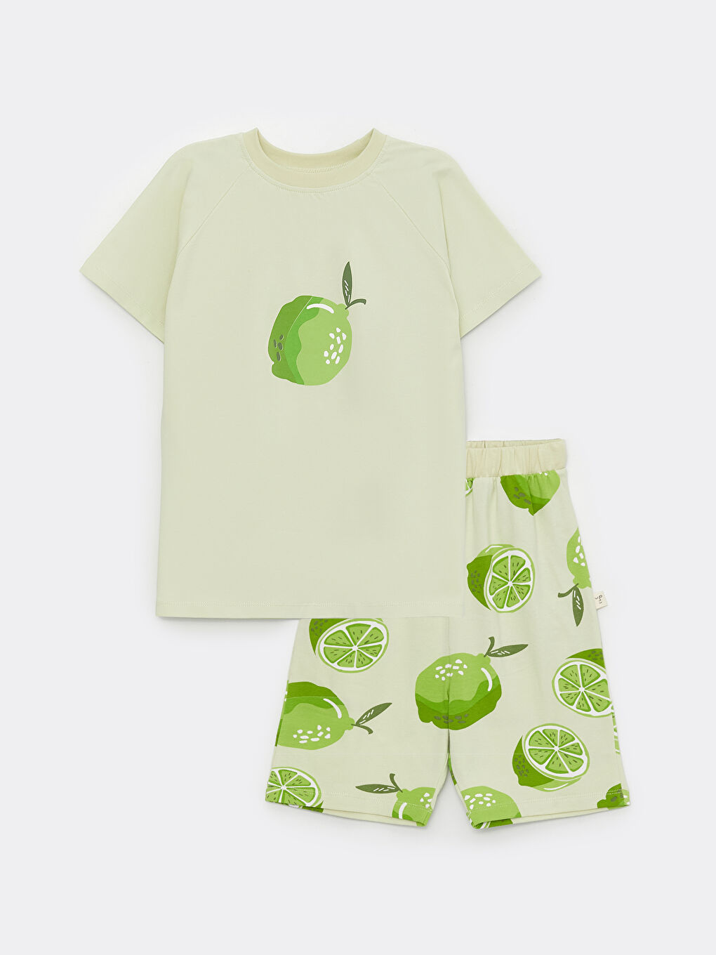 Yeşil Bisiklet Yaka Baskılı Kısa Kollu Erkek Çocuk Şortlu Pijama Takımı-4