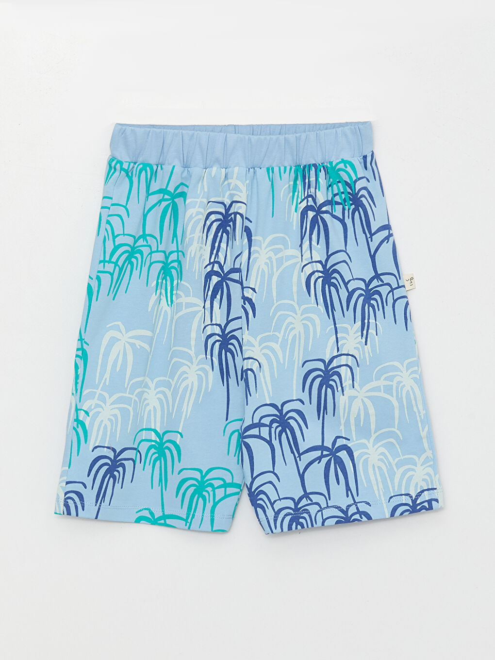 Mavi Bisiklet Yaka Baskılı Kısa Kollu Erkek Çocuk Şortlu Pijama Takımı-5