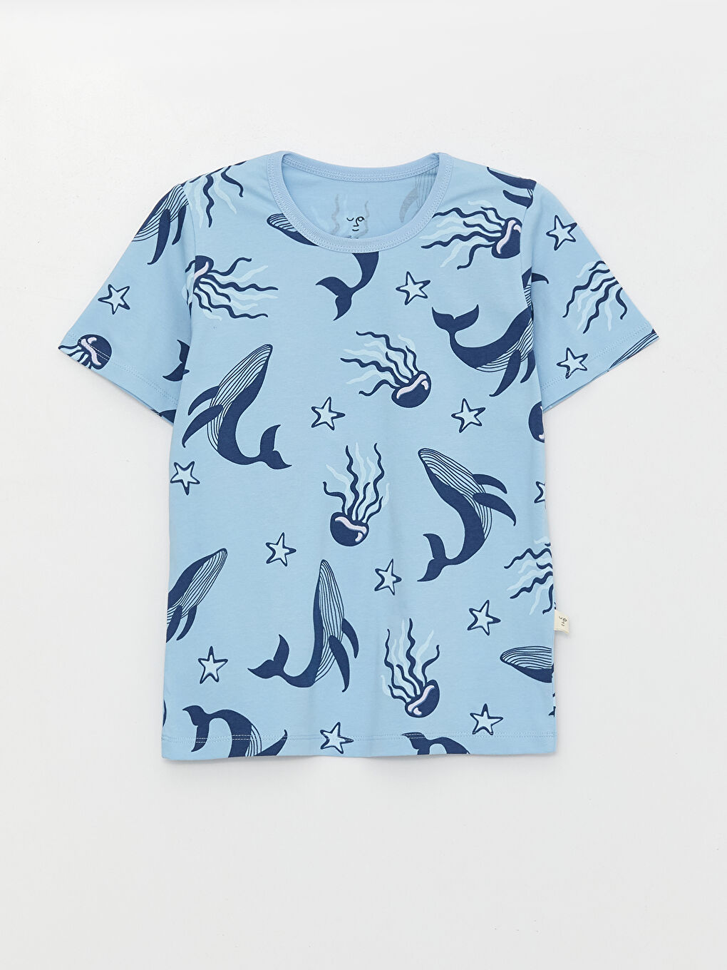 Mavi Bisiklet Yaka Baskılı Kısa Kollu Erkek Çocuk Pijama Takımı-4