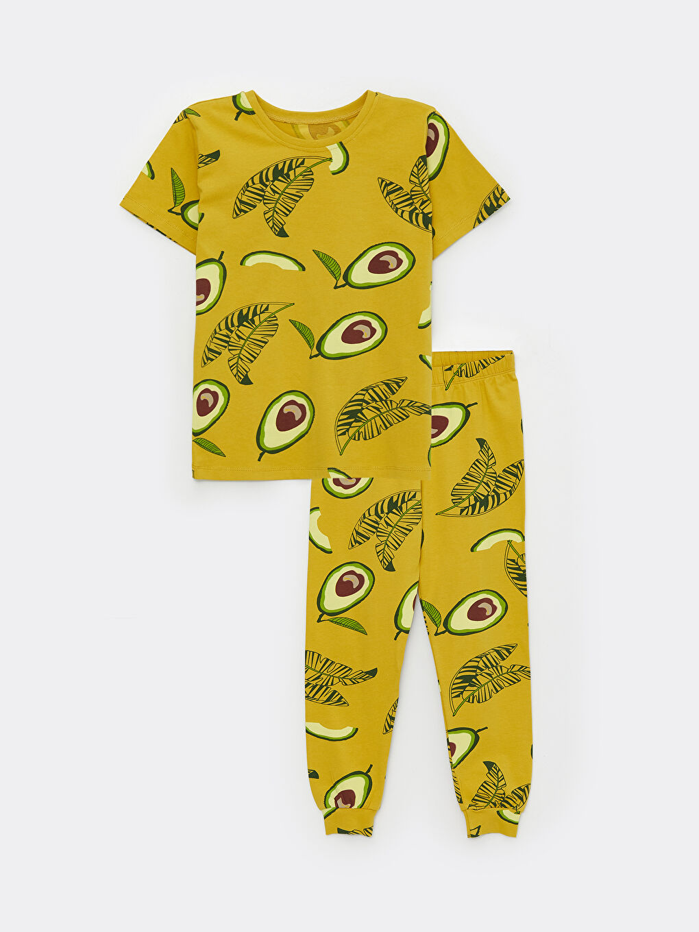 Kahverengi Bisiklet Yaka Baskılı Kısa Kollu Erkek Çocuk Pijama Takımı-4