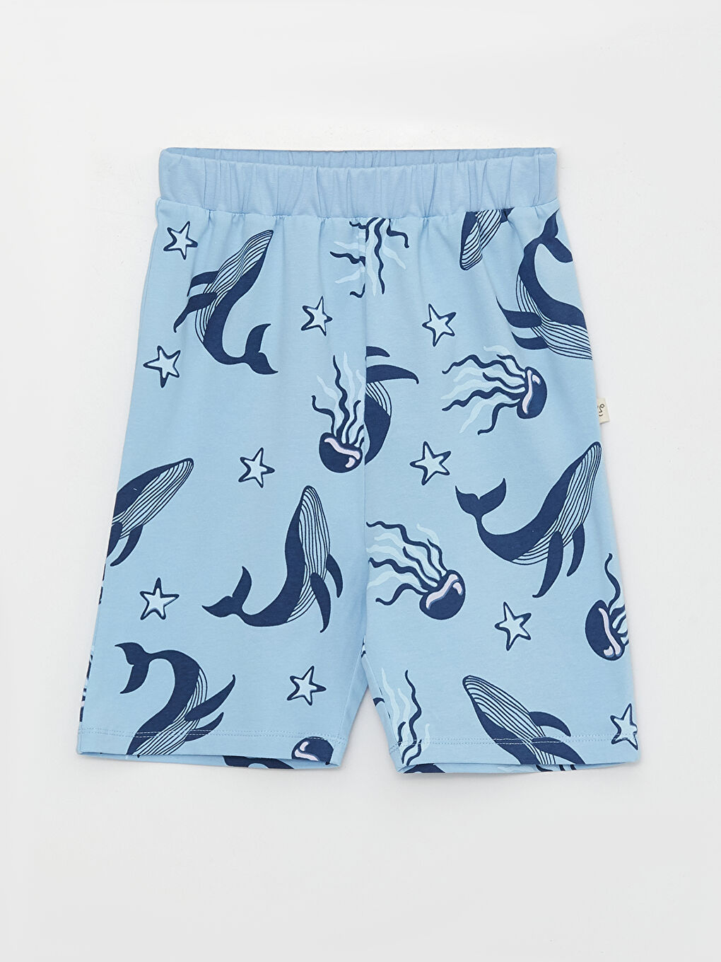 Mavi Bisiklet Yaka Baskılı Kısa Kollu Erkek Çocuk Şortlu Pijama Takımı-5