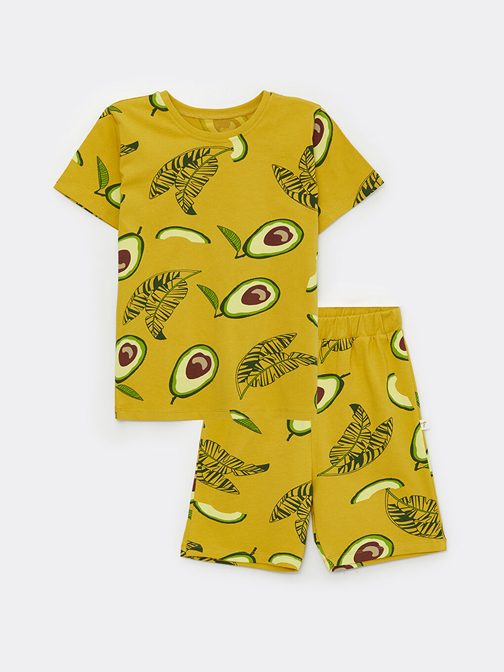 Kahverengi Bisiklet Yaka Baskılı Kısa Kollu Erkek Çocuk Şortlu Pijama Takımı-3