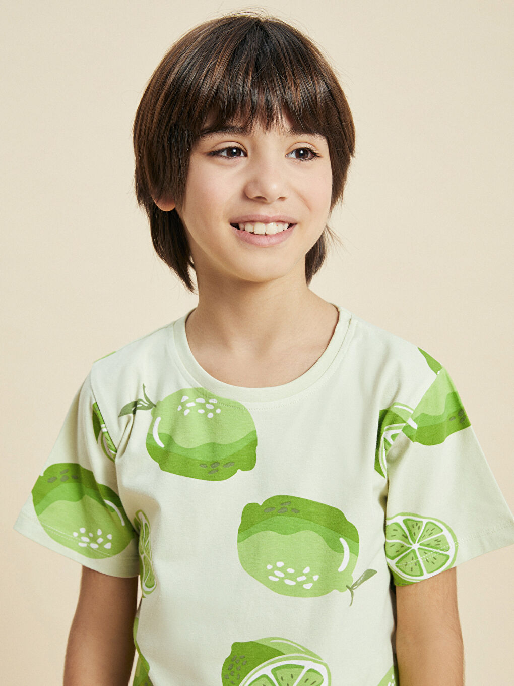 Yeşil Bisiklet Yaka Baskılı Kısa Kollu Erkek Çocuk Şortlu Pijama Takımı-3