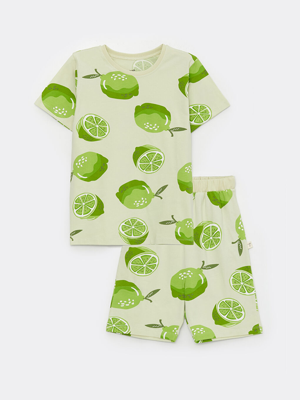 Yeşil Bisiklet Yaka Baskılı Kısa Kollu Erkek Çocuk Şortlu Pijama Takımı-4