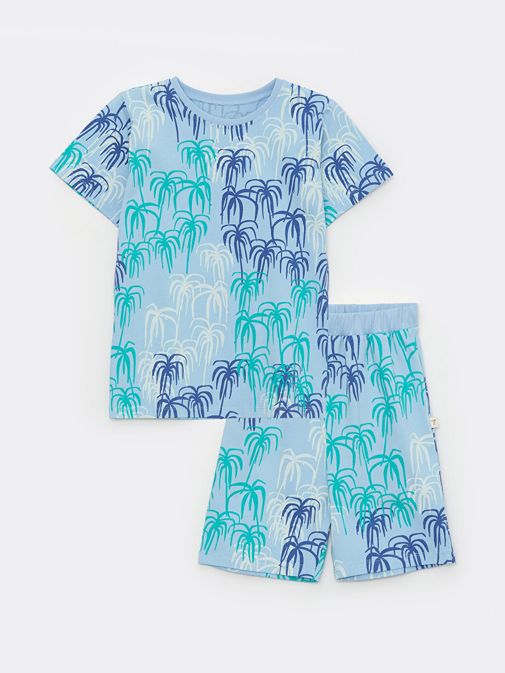 Mavi Bisiklet Yaka Baskılı Kısa Kollu Erkek Çocuk Şortlu Pijama Takımı-3