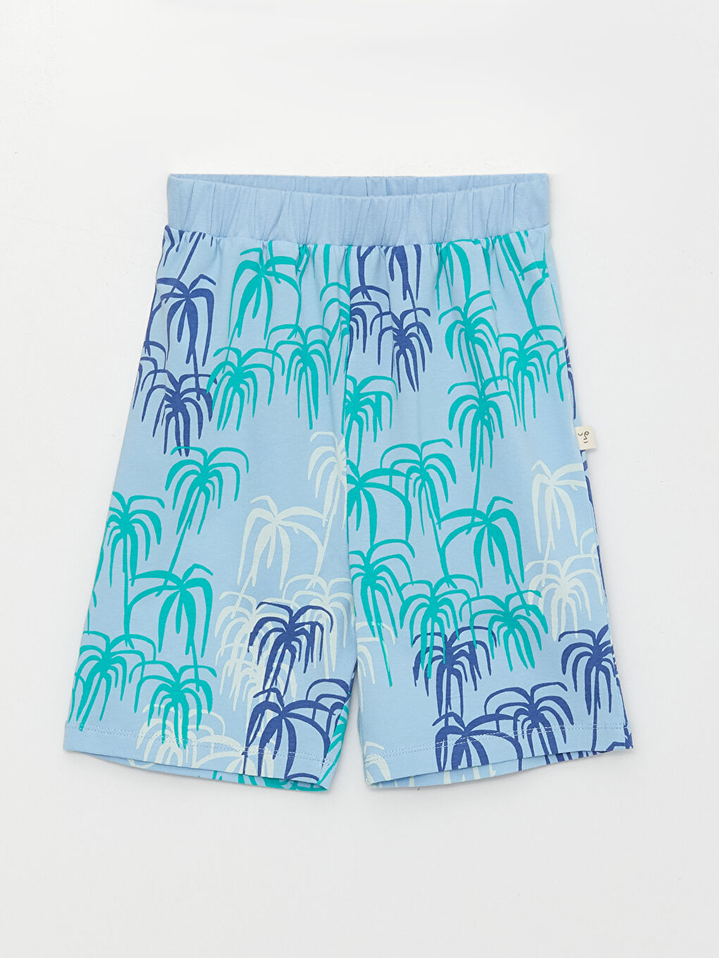 Mavi Bisiklet Yaka Baskılı Kısa Kollu Erkek Çocuk Şortlu Pijama Takımı-5