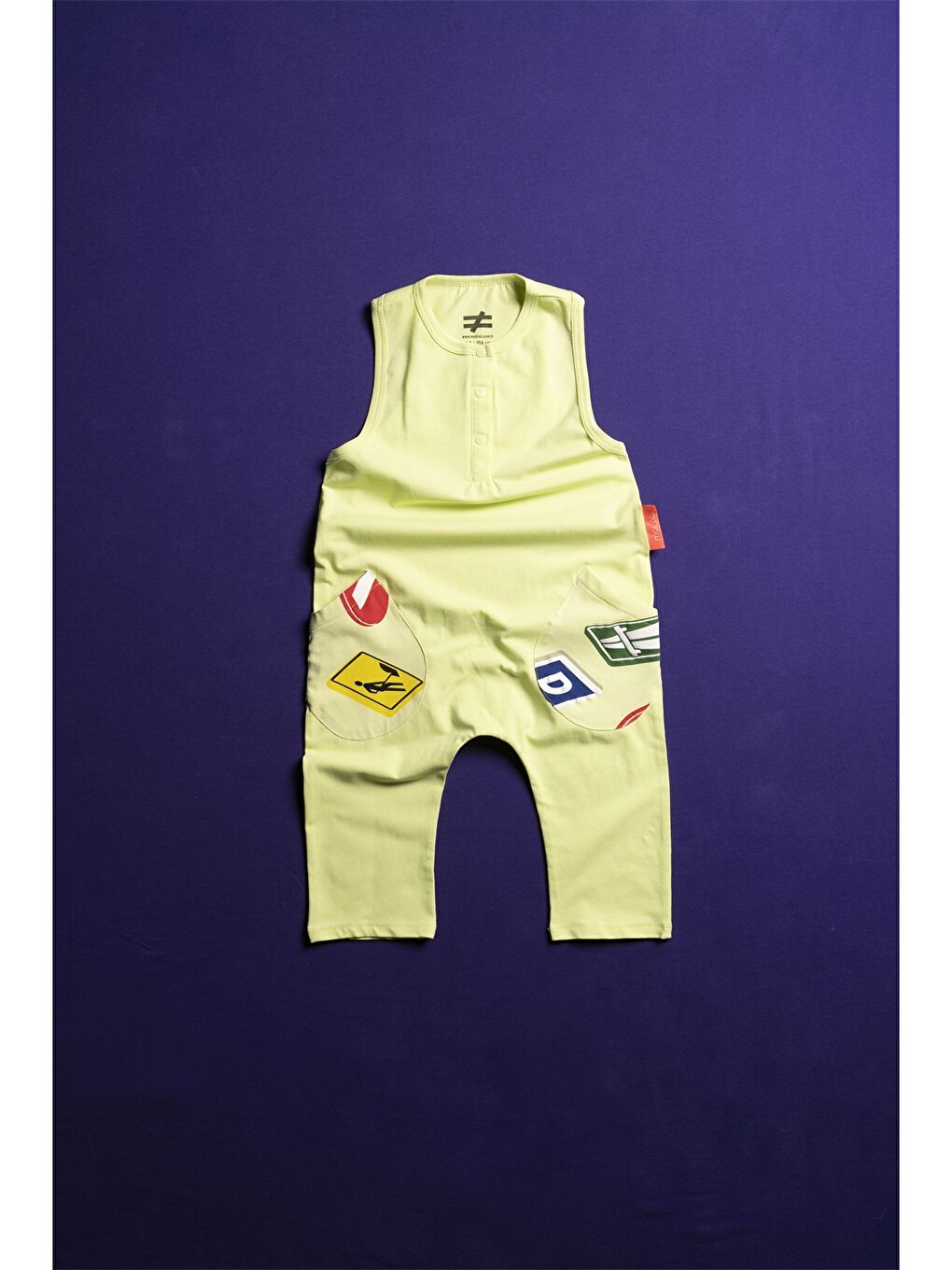 Sarı Bisiklet Yaka Baskılı Erkek Çocuk Tulum