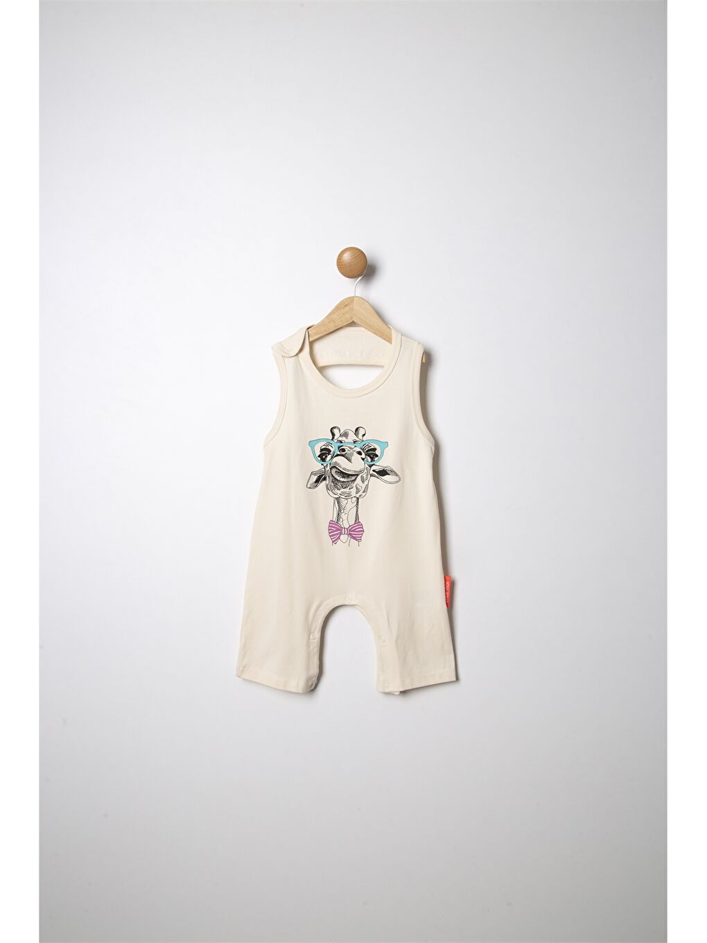 Bej Bisiklet Yaka Baskılı Kız Çocuk Tulum