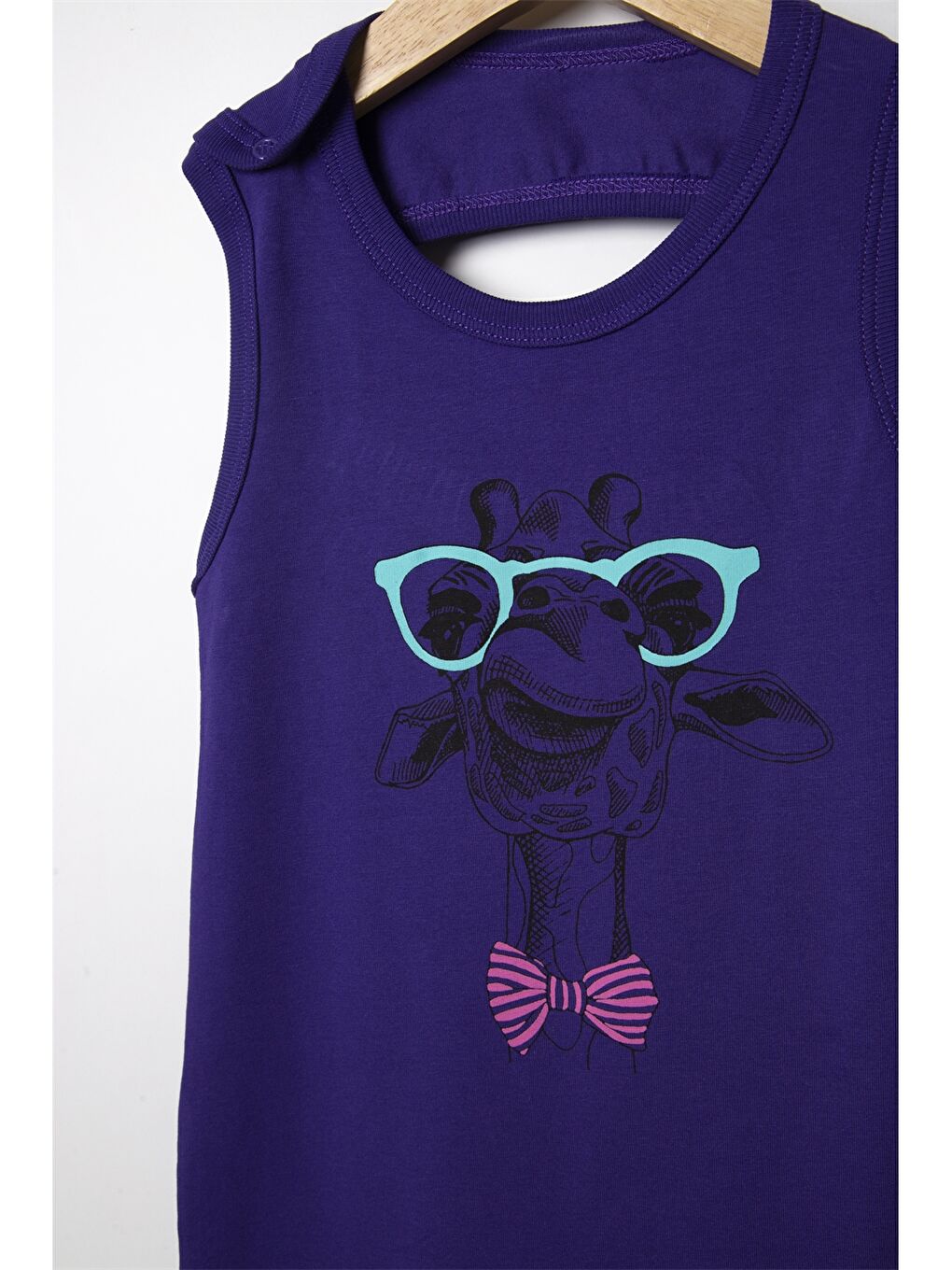 Mor Bisiklet Yaka Baskılı Kız Çocuk Tulum-1