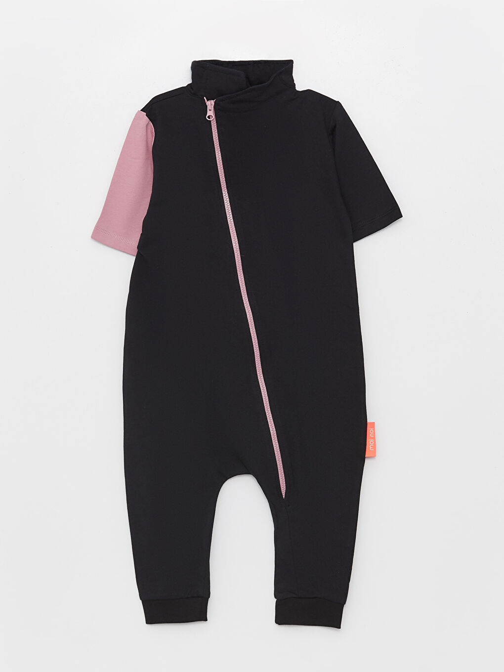 Siyah Dik Yaka Kısa Kollu Erkek Bebek Tulum