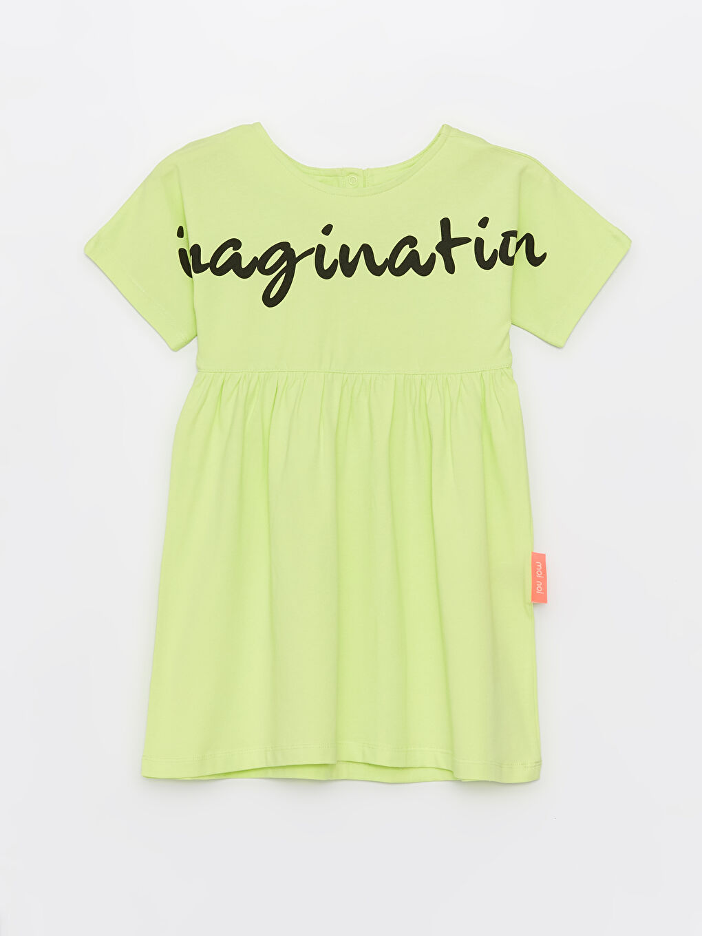 Sarı Bisiklet Yaka Baskılı Kısa Kollu Kız Çocuk Elbise