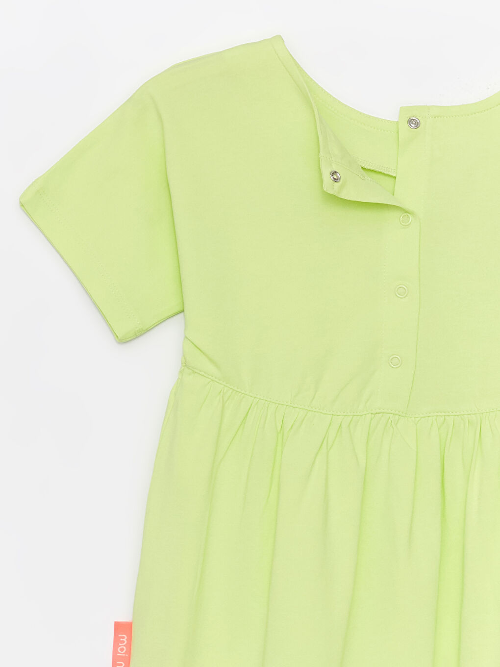 Sarı Bisiklet Yaka Baskılı Kısa Kollu Kız Çocuk Elbise-1