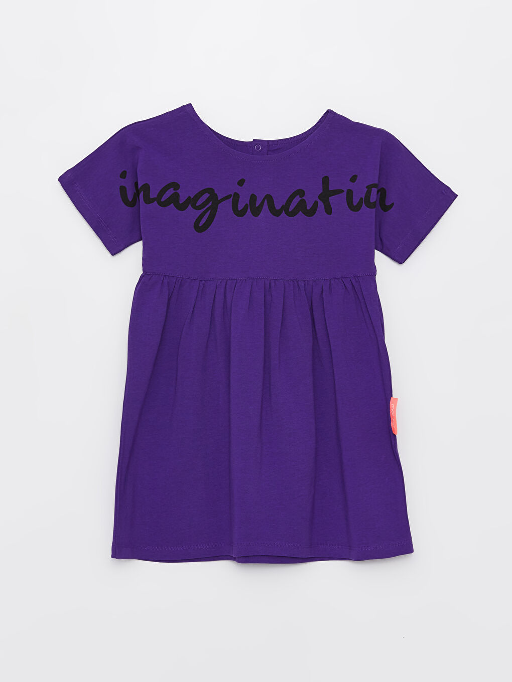 Mor Bisiklet Yaka Baskılı Kısa Kollu Kız Çocuk Elbise