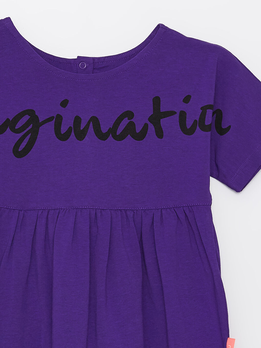 Mor Bisiklet Yaka Baskılı Kısa Kollu Kız Çocuk Elbise-1