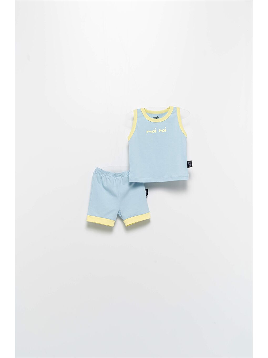 Mavi Bisiklet Yaka Baskılı Erkek Bebek Atlet ve Şort 2'li Takım