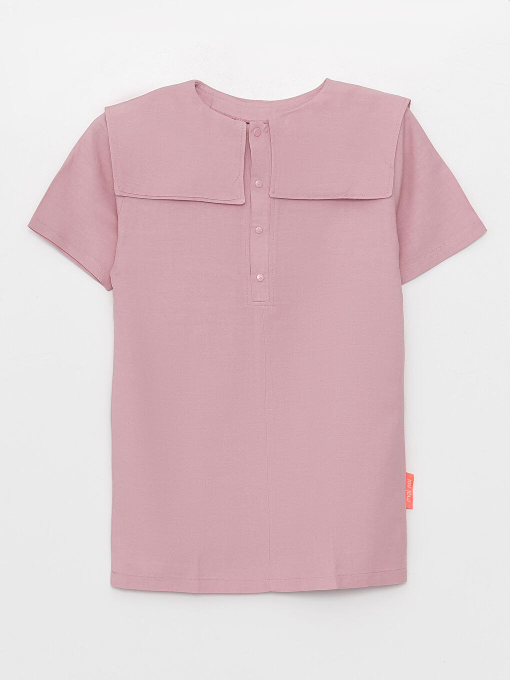 Pembe Bisiklet Yaka Basic Kısa Kollu Kız Çocuk Elbise