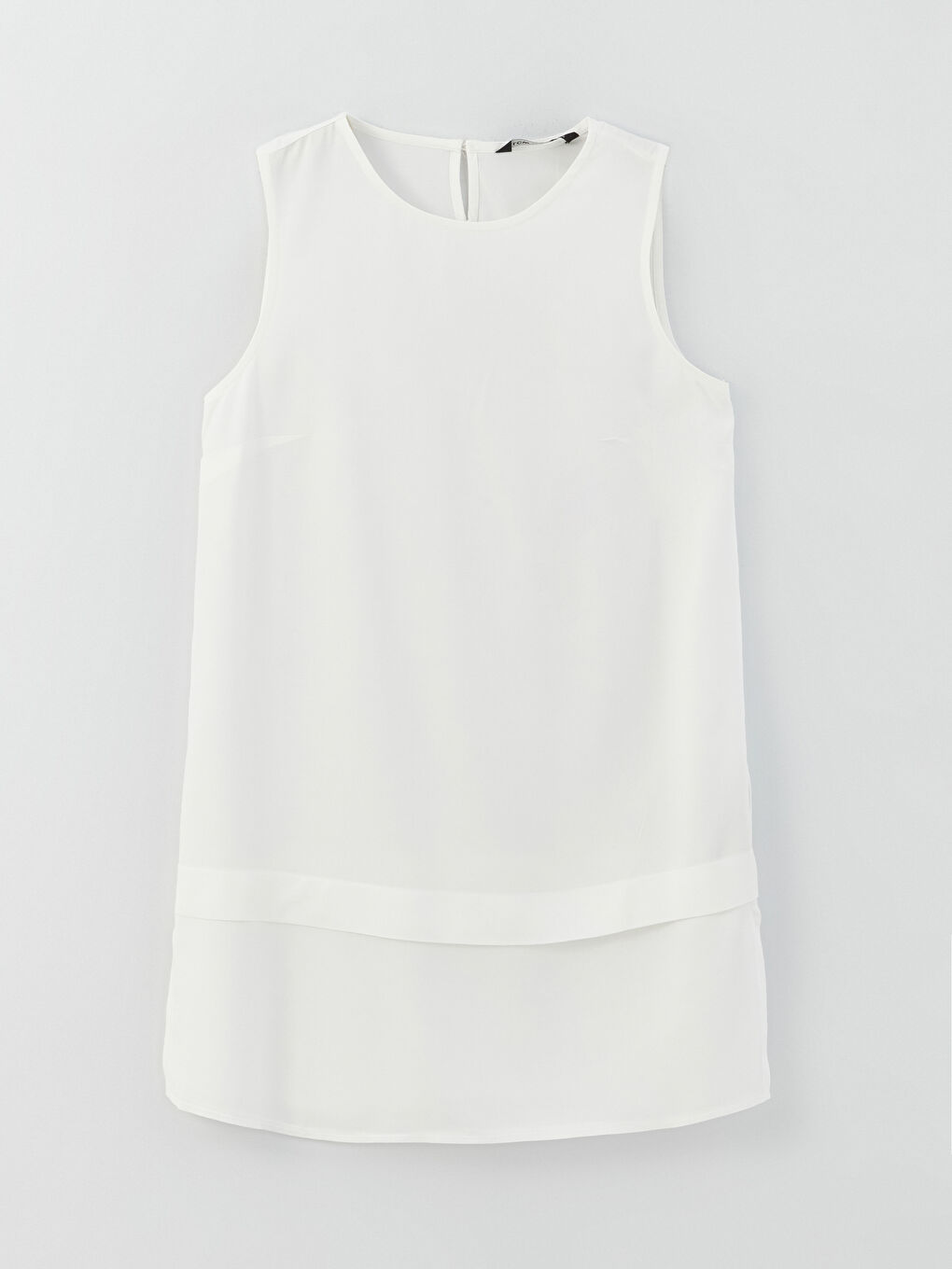 Ekru Kadın Bisiklet Yaka Düz Tunik-5