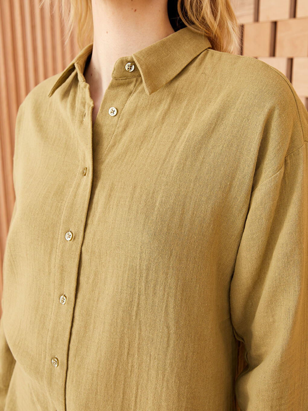 Plain Long Sleeve Oversize Muslin Women's Shirt Tunic-3