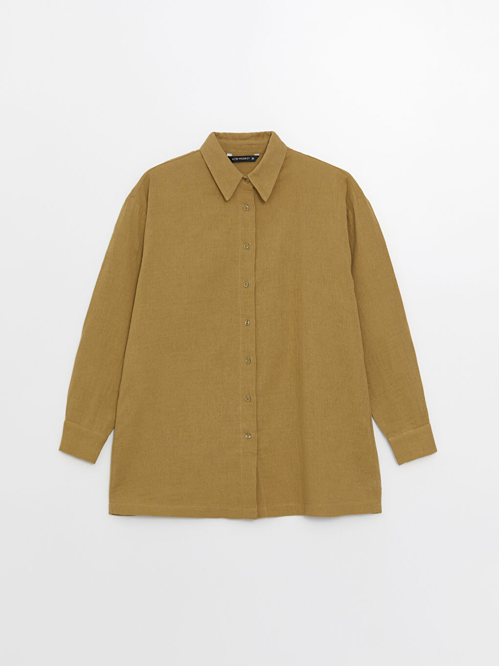 Plain Long Sleeve Oversize Muslin Women's Shirt Tunic-5