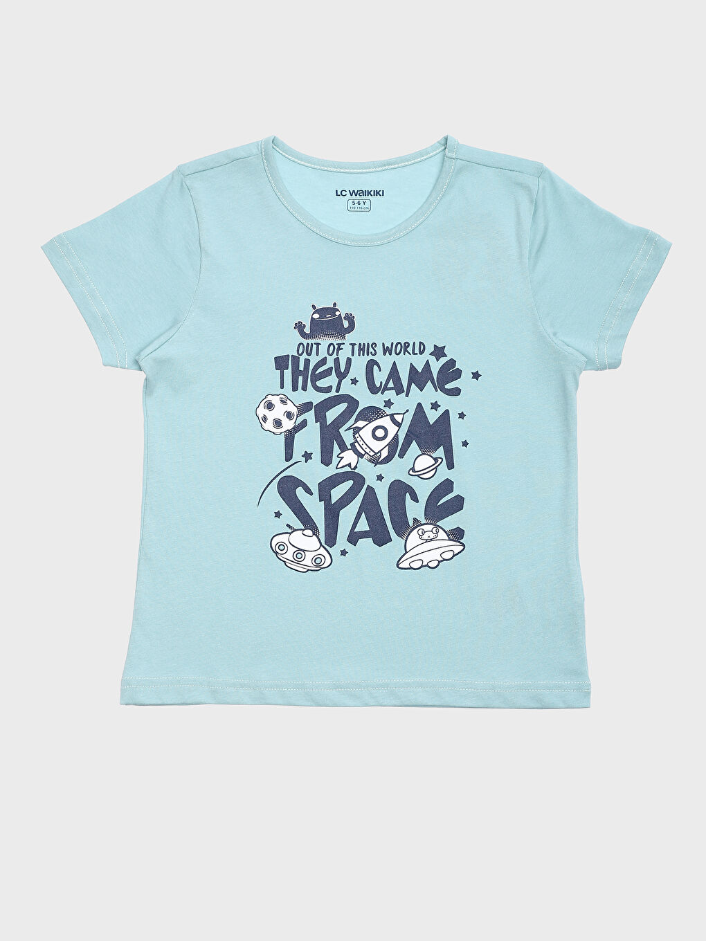 طقم بيجامة شورت بأكمام قصيرة مطبوع بياقة دائرية للأولاد-1