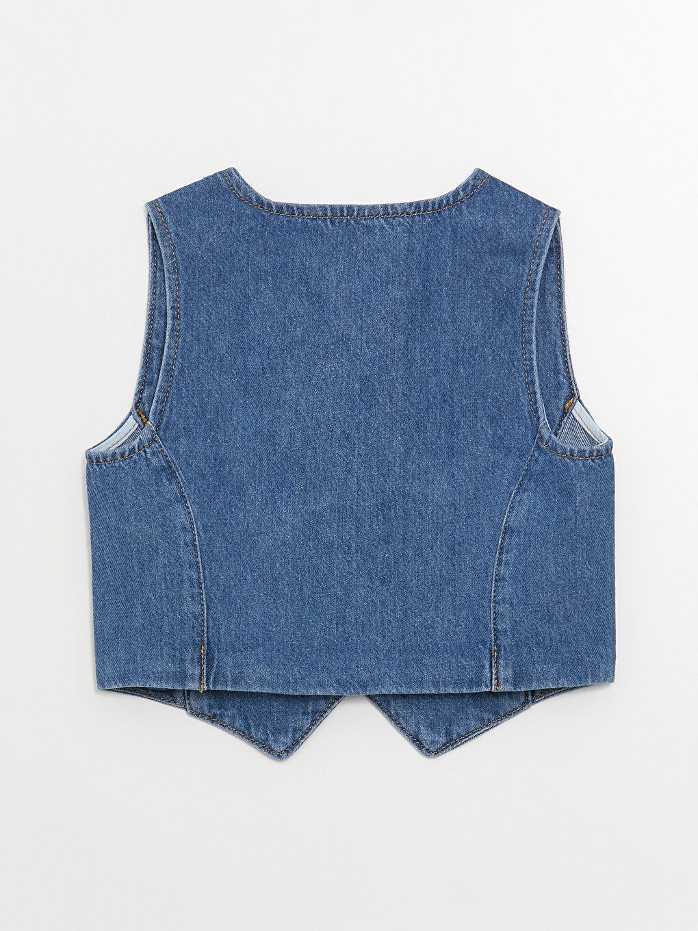 İndigo V Yaka Kız Çocuk Jean Yelek-2