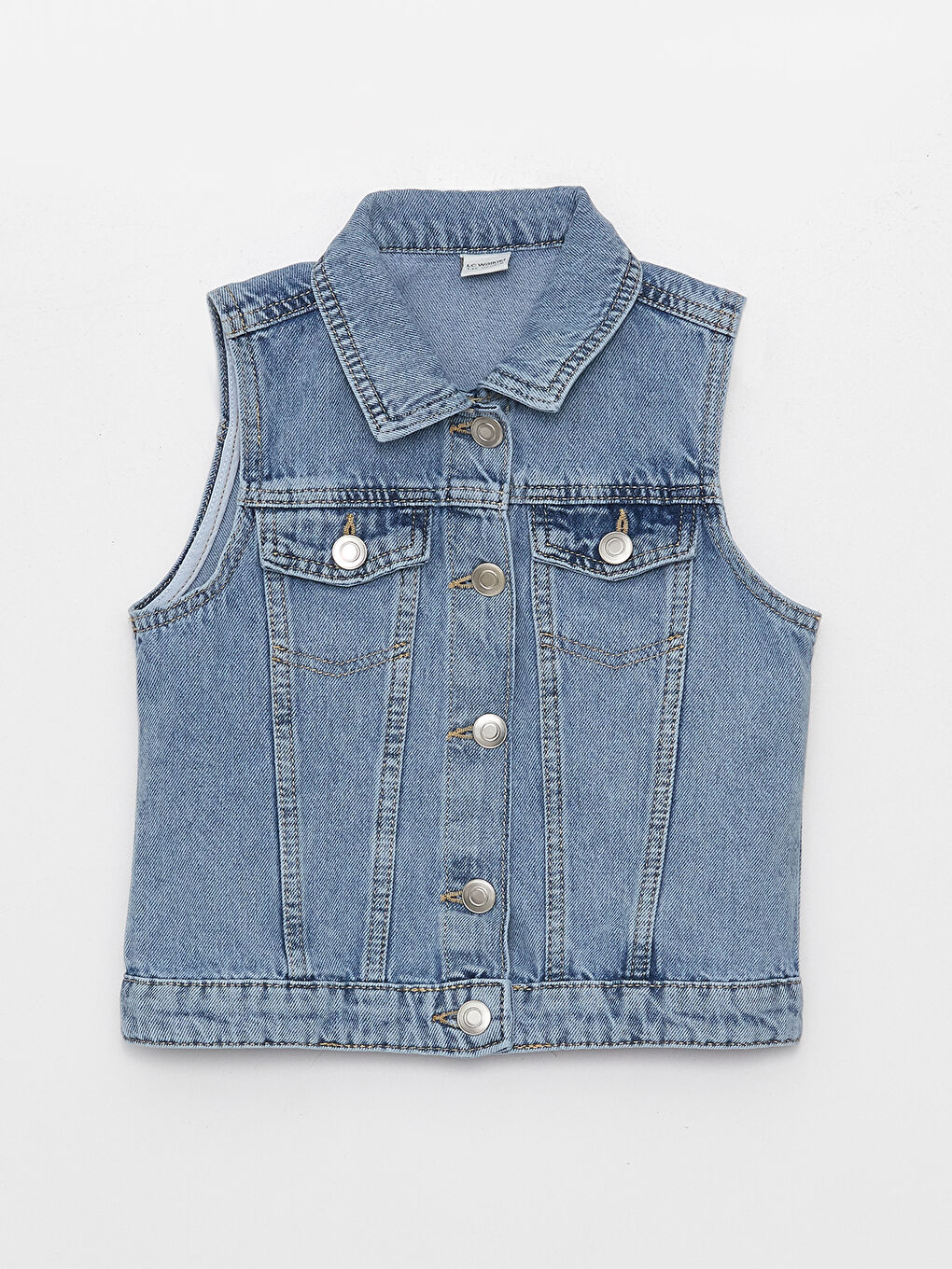 Жилет из джинсы с рубашечным воротником для девочки