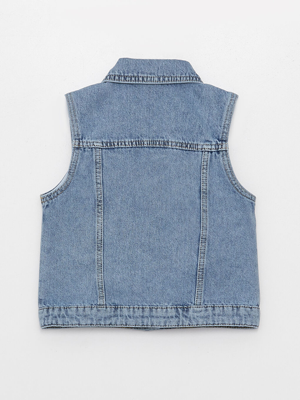 Жилет из джинсы с рубашечным воротником для девочки-1