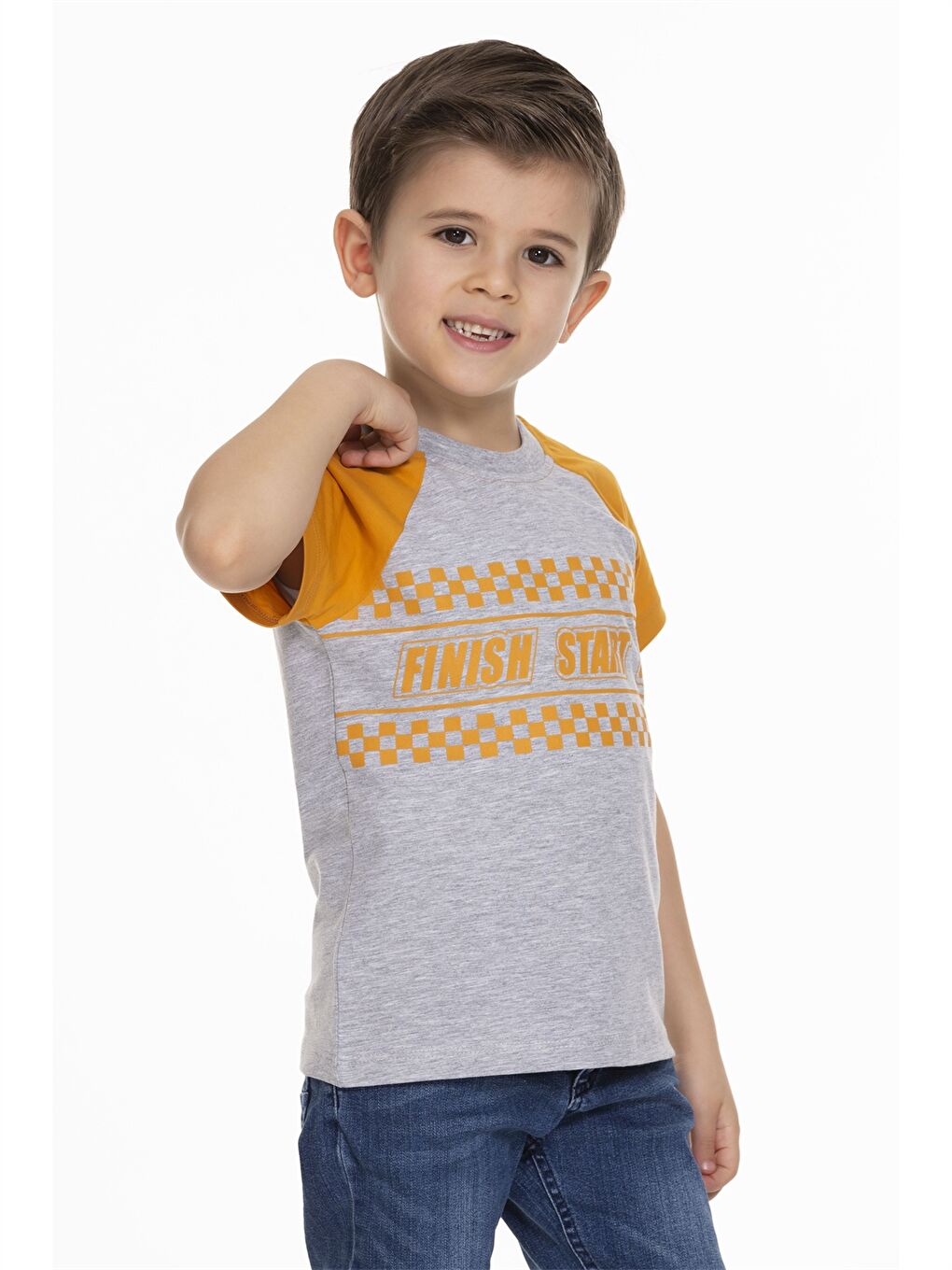 Kahverengi Bisiklet Yaka Baskılı Erkek Bebek Tişört-2