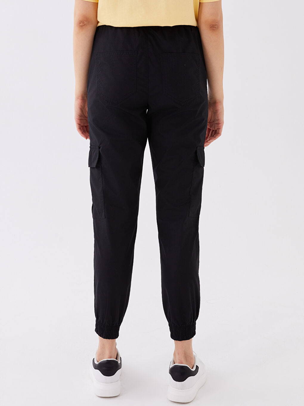 Women's Elasticated Waist Plain Parachute Trousers-4