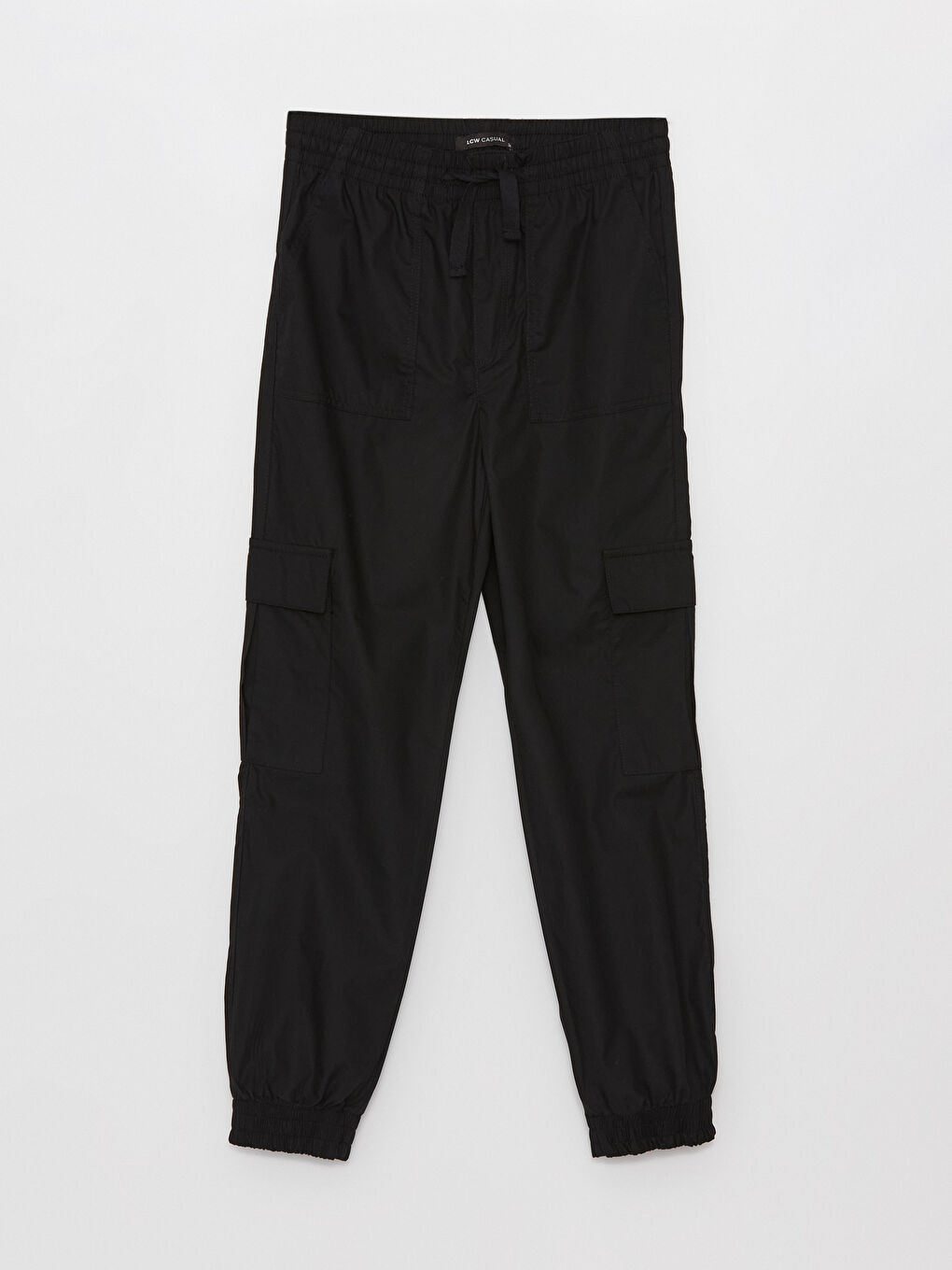 Women's Elasticated Waist Plain Parachute Trousers-5